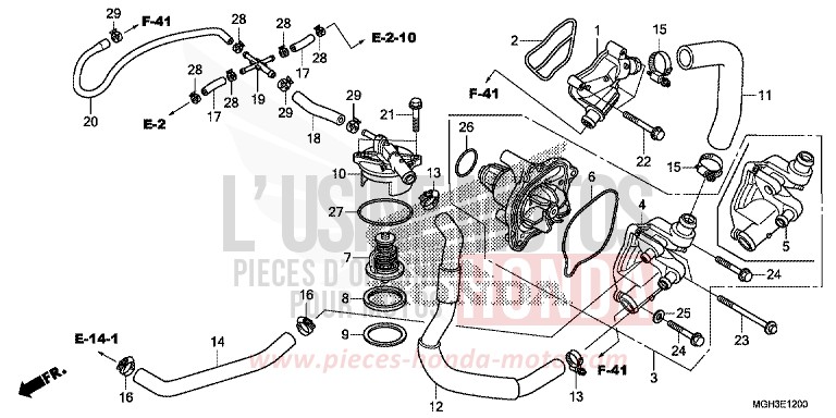 POMPE A EAU de VFR1200X "Crosstourer" Méca PEARL COSMIC BLACK (NHA64) 2012